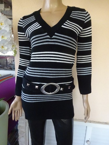 Pull long noir - &, blanc