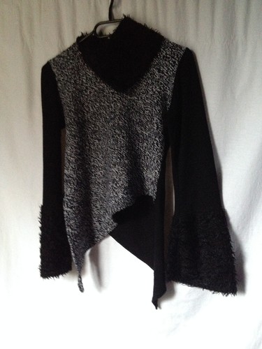 Pull noir gris chiné tunique - chiné,