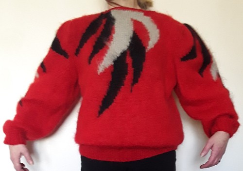Pull mohair rouge,noir,gris
