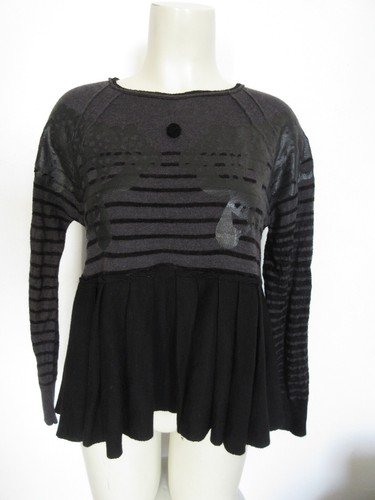 Pull gris noir high taille - pull,