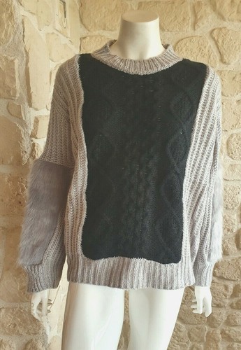Pull gris noir neuf - gris,
