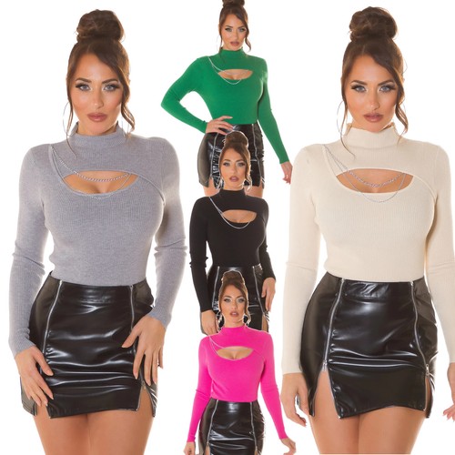 Pull col roulé manches - pull,