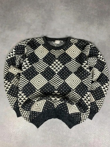 Pull maille vintage motifs